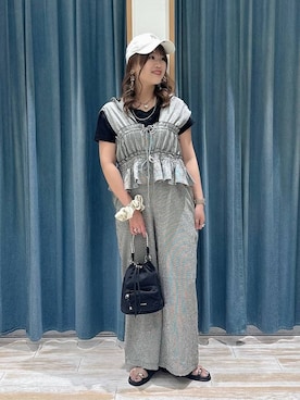 「GLOBAL WORK（グローバルワーク）のパールネックレスSS/611442（ネックレス、その他）」を使った、akariさん（レディース・161cm）の春コーディネート