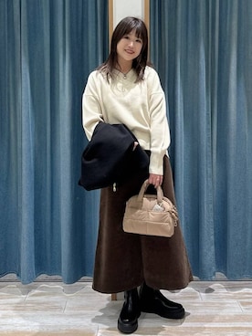 「アイテム（ボストンバッグ）」を使った、akariさん（レディース・161cm・30代）の冬コーディネート