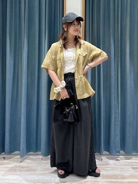 「bijorie（ビジュリィ）の【bijorie】カップ付きバッククロスキャミ／NEW BASIC 25SS（インナーウェア/肌着、ホワイト系）」を使った、akariさん（レディース・161cm）の春コーディネート