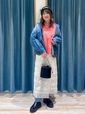 「アイテム（デニムジャケット）」を使った、akariさん（レディース・161cm・30代）の冬コーディネート