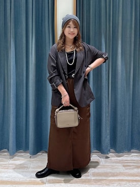 「アイテム（アンダーウェア、ブラック系）」を使った、akariさん（レディース・161cm）の秋コーディネート