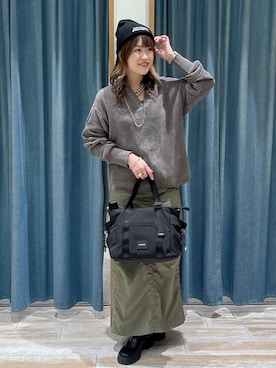 「BAYFLOW（ベイフロー）の[ストレッチ入り]裏起毛ベイカースカート（スカート）」を使った、akariさん（レディース・161cm）の秋コーディネート