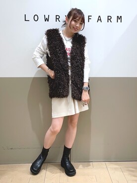「ローリーズファーム(LOWRYS FARM)」｜「アイテム（その他アウター）」を使った、moeさん（レディース・158cm）の秋コーディネート