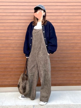 「meJane（ミージェーン）のアイテム（オールインワン・サロペット）」を使った、haruさん（レディース・159cm）の冬コーディネート