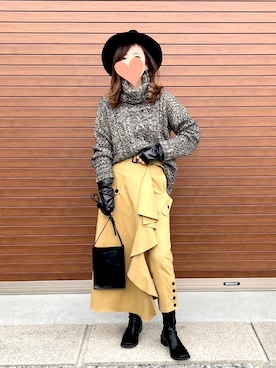 「AMERI」｜「アイテム（帽子）」を使った、haruさん（レディース・159cm）の冬コーディネート