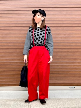 「LAD MUSICIAN（ラッドミュージシャン）のアイテム（帽子）」を使った、haruさん（レディース・159cm）の春コーディネート