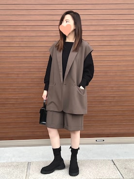 「アイテム（その他アウター、ブラウン系）」を使った、haruさん（レディース・159cm）の秋コーディネート