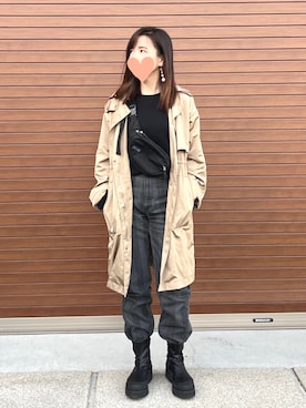 「トレンチ」｜「アイテム（その他）」を使った、haruさん（レディース・159cm）の冬コーディネート