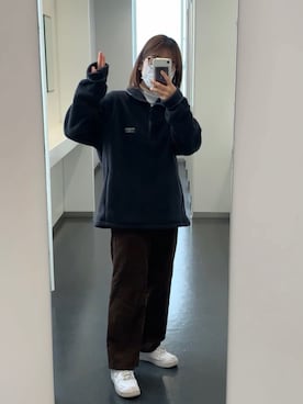 「GU（ジーユー）のアイテム（パンツ、ブラウン系）」を使った、tinaさん（レディース・154cm）の秋コーディネート