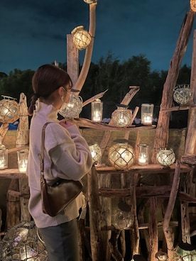 「LIAN（リアン）のニットベストプルオーバーセット（ニット/セーター、ホワイト系）」を使った、tinaさん（レディース・154cm）の秋コーディネート