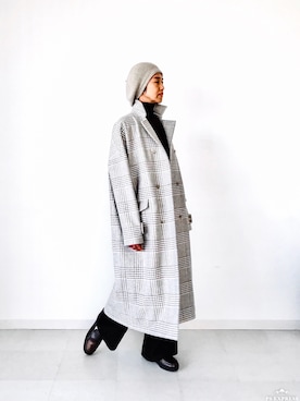 「初秋コーデ」｜「アイテム（ステンカラーコート）」を使った、nouvelle Ark  樋口蒼馬さん（レディース・177cm）の秋コーディネート