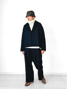 「ウールパンツ」｜nouvelle Ark  樋口蒼馬さん（メンズ・177cm）の冬コーディネート