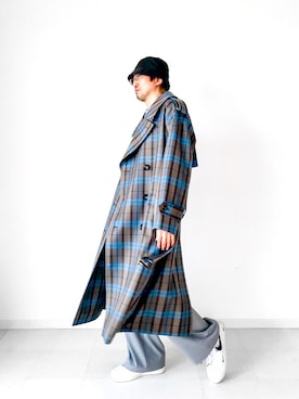 「スラックスパンツ」｜「アイテム（トレンチコート）」を使った、nouvelle Ark  樋口蒼馬さん（メンズ・177cm）の秋コーディネート