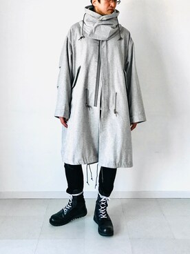 「アイテム（モッズコート、グレー系）」を使った、nouvelle Ark  樋口蒼馬さん（メンズ・177cm）の冬コーディネート