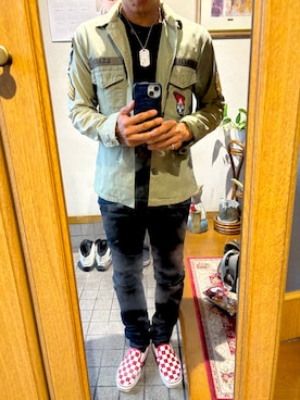 「アイテム（スリッポン）」を使った、RIZEさん（メンズ・165cm）の冬コーディネート