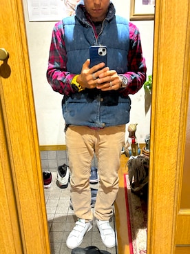 「アイテム（ダウンベスト）」を使った、RIZEさん（メンズ・165cm）の冬コーディネート