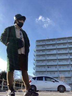 「CASPER JOHN（キャスパージョン）のアイテム（チェスターコート）」を使った、よぎまる🐰さん（メンズ・169cm）の冬コーディネート