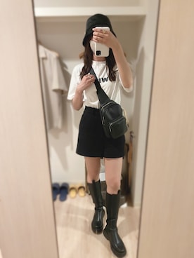 「AMAIL（アマイル）のLong lonlon boots（ブーツ、ブラック系）」を使った、ほのちゃ‪‪ん🧸♥️さん（レディース・165cm）の夏コーディネート