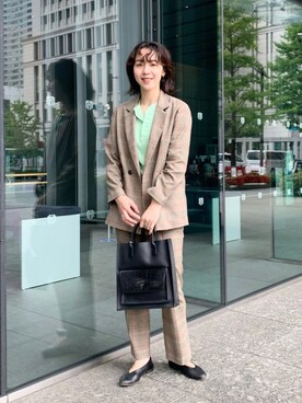 「秋トレンド2021」｜「アイテム（ダウンジャケット/コート）」を使った、Kさん（レディース・170cm）の秋コーディネート