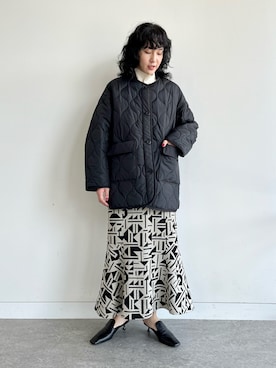 「Ray BEAMS（レイビームス）のアイテム（ノーカラーコート）」を使った、Kさん（レディース・170cm）の秋コーディネート