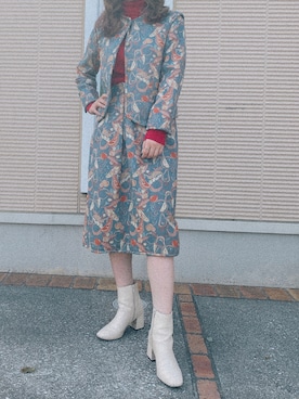 「レトロ」｜「アイテム（ノーカラージャケット）」を使った、ｺﾘｺさん（レディース・155cm）の春コーディネート