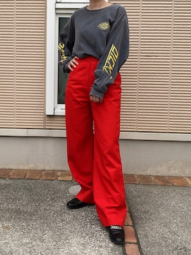 「着回し赤パンツ」｜ｺﾘｺさん（レディース・155cm）の夏コーディネート