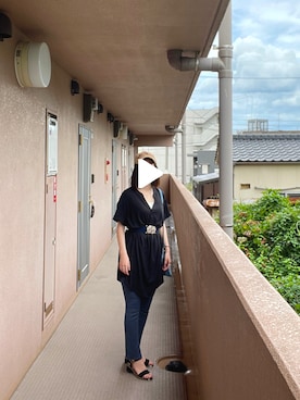 「H&M（エイチ・アンド・エム）のアイテム（シャツワンピース）」を使った、みっすさん（レディース・160cm）の夏コーディネート