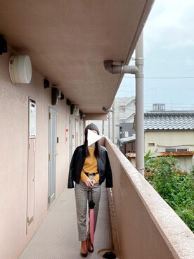 「ROPE' PICNIC（ロペピクニック）のアイテム（ライダースジャケット）」を使った、みっすさん（レディース・160cm）の秋コーディネート