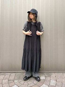 「OVERRIDE（オーバーライド）のアイテム」を使った、チャコさん（レディース・157cm）の夏コーディネート