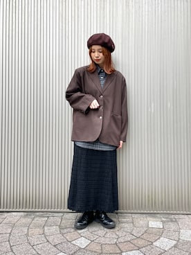 「アイテム（ハンチング/ベレー帽）」を使った、チャコさん（レディース・157cm）の秋コーディネート