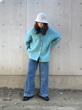 「KANGOL（カンゴール）のKANGOL BERMUDA CASUAL（ハット）」を使った、チャコさん（レディース・157cm）の冬コーディネート