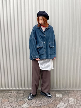 「OVERRIDE（オーバーライド）のアイテム」を使った、チャコさん（レディース・157cm）の春コーディネート