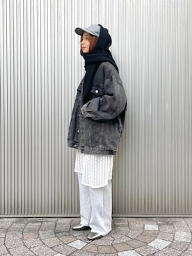 「アイテム（ストール/ショール）」を使った、チャコさん（レディース・157cm）の秋コーディネート