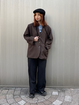 「アイテム（ハンチング/ベレー帽）」を使った、チャコさん（レディース・157cm）の秋コーディネート