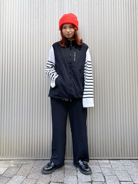 「アイテム（ニットキャップ/ビーニー）」を使った、チャコさん（レディース・157cm）の秋コーディネート