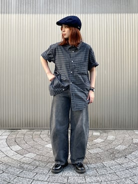 「アイテム（ハンチング/ベレー帽）」を使った、チャコさん（レディース・157cm）の秋コーディネート