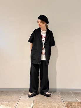 「OVERRIDE（オーバーライド）のアイテム」を使った、チャコさん（レディース・157cm）の夏コーディネート