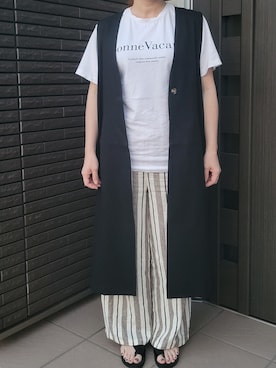 とりさんの「知的さを+1。大人こなれ感叶う夏の定番ロングジレ」を使ったコーディネート