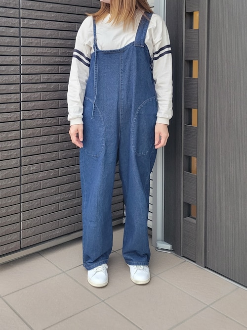 niko and アシメショルダーサロペットパンツ L インディゴ ゆったり niko and アシメショルダーサロペットパンツ L インディゴ
