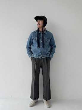 カイさんの「【WEB限定】WORSTEX WIDE PANTS / タックワイドストレートスラックス / ウエストゴム / イージーケア / センタープレス」を使ったコーディネート