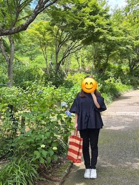 「STRAWBERRY-FIELDS（ストロベリーフィールズ）のアイテム」を使った、くーさん（レディース・158cm）の夏コーディネート