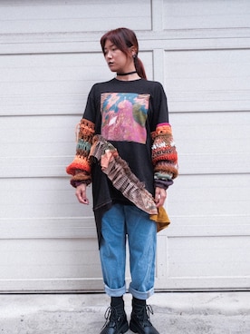 「no brand（ノーブランド）のアイテム（デニムパンツ、ブルー系）」を使った、Gwens Luさん（レディース・165cm）の冬コーディネート