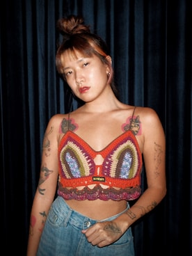 「OTOMEKKOのアイテム（その他トップス、オレンジ系）」を使った、Gwens Luさん（レディース・165cm）の冬コーディネート