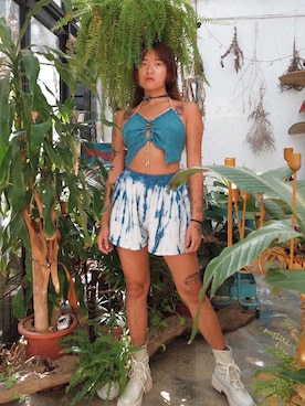 「OTOMEKKOのアイテム（トップス、ブルー系）」を使った、Gwens Luさん（レディース・165cm）の春コーディネート