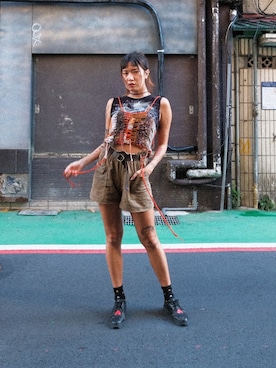 「OTOMEKKOのアイテム（キャミソール、オレンジ系）」を使った、Gwens Luさん（レディース・165cm）の冬コーディネート