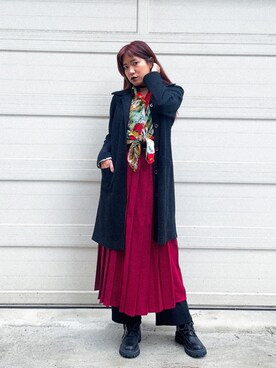 「D+AFのアイテム（シューズ、ブラック系）」を使った、Gwens Luさん（レディース・165cm）の冬コーディネート