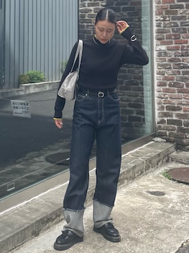 「アイテム（ボストンバッグ、グレー系）」を使った、Shuruさん（レディース・162cm）の秋コーディネート