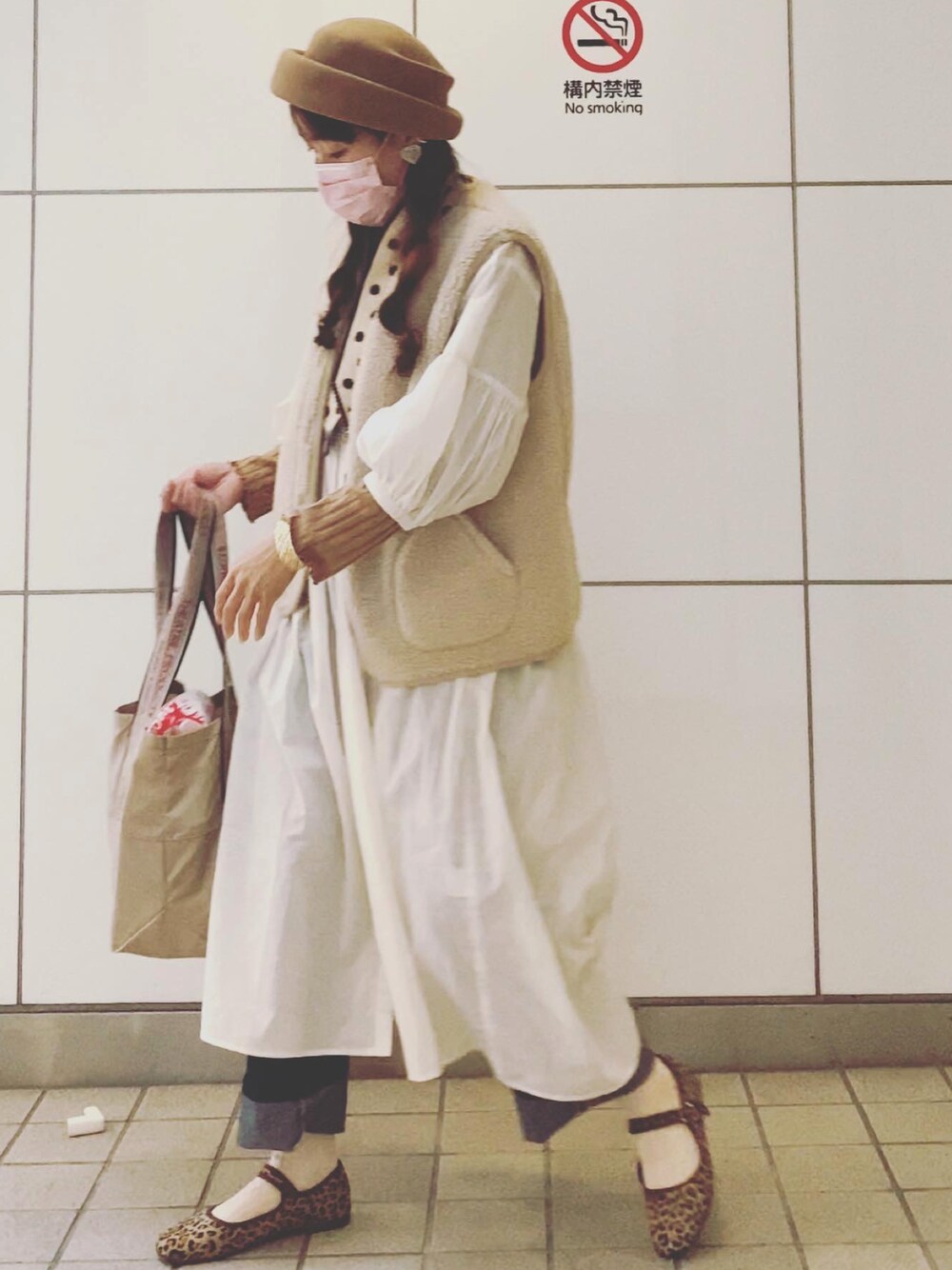 「Samansa Mos2の35th SA刺繍ワンピース（ワンピース、ホワイト系）」を使った、Birdy Pさん（レディース・152cm）の秋コーディネートの1枚目の写真