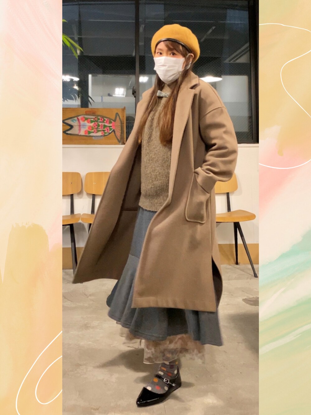 「シンプルコーデ、大人コーデ、オトナカジュアル、カジュアル、キレイめ、SM2、低身長、ワンピースコーデ、大人ガーリー」｜「earth music&ecologyのアイテム（ダッフルコート、ブラウン系）」を使った、Birdy Pさん（レディース・152cm）の春コーディネートの1枚目の写真
