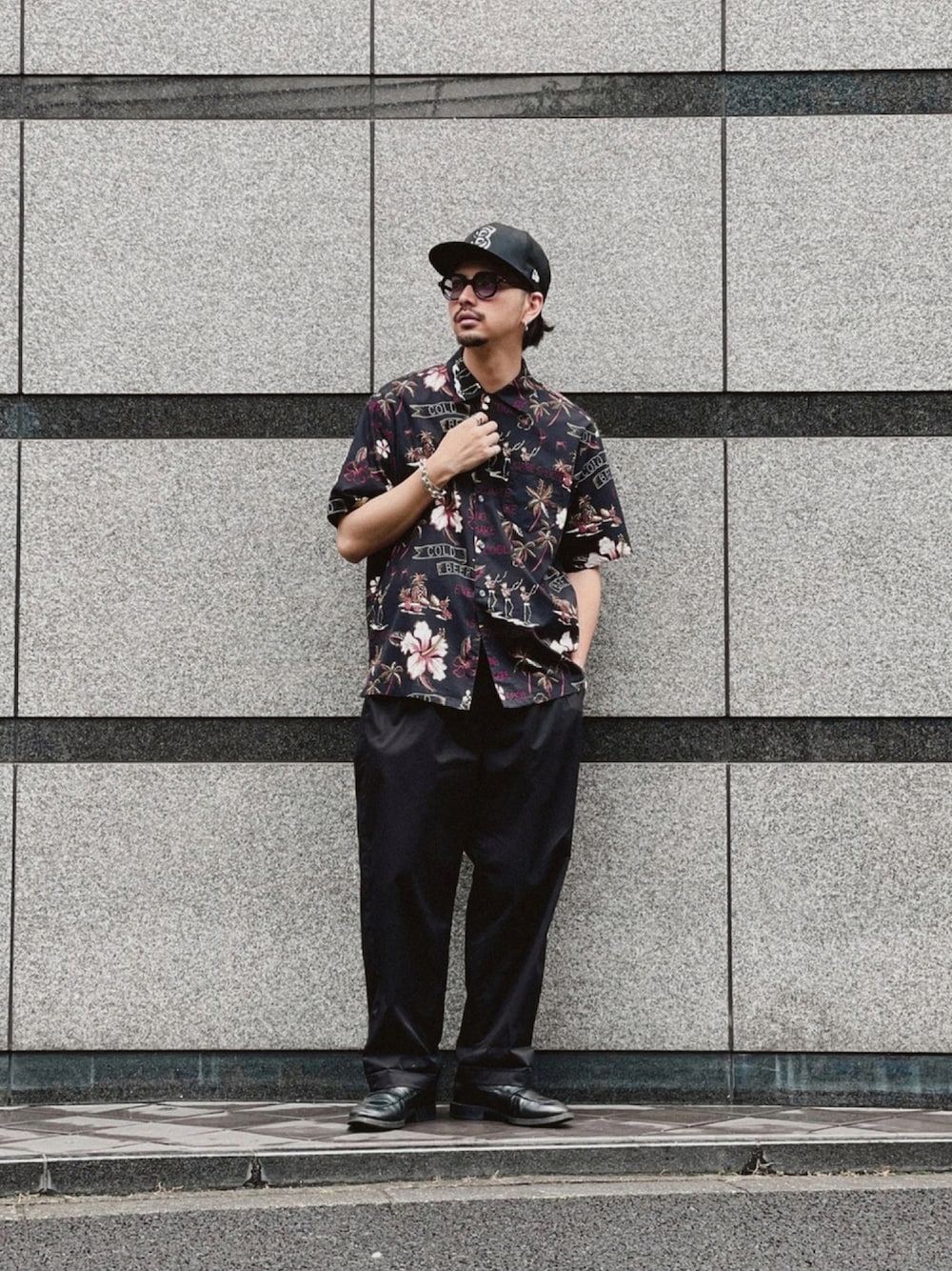 神配色 黒×紫 Schott BOX型ストライプシャツ ショット Schott LEATHER COLLECTION｜Schott（ショット）